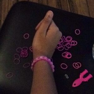 Purple and pink glow in the dark bead bracelet